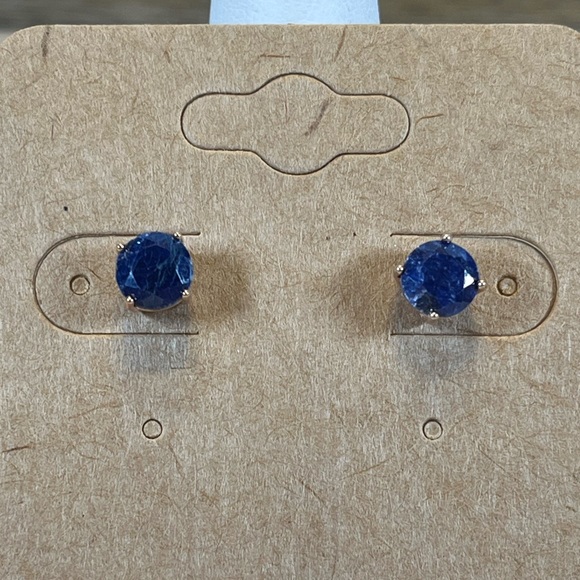 Rose Gold Solid 925 Sterling Silver Sapphire Gemstone Push Back Stud Earrings - Picture 2 of 10